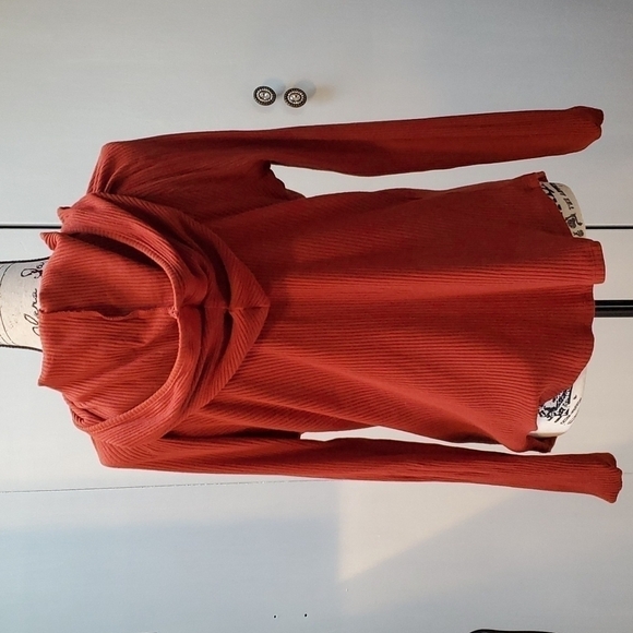 Womens Hooded Rust /Brown Color Longsleeve top lightweight Sz.XL - Picture 4 of 5